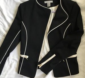 H&M Black Blazer with White Piping